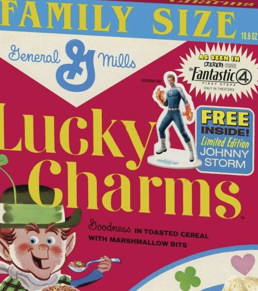 Lucky Charms Quarteto Fantástico: Edição Retrô com Boneco Johnny Storm Exclusivo Walmart