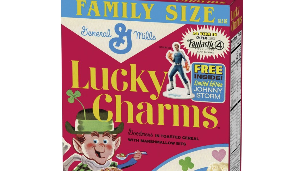 Lucky Charms Quarteto Fantástico: Edição Retrô com Boneco Johnny Storm Exclusivo Walmart
