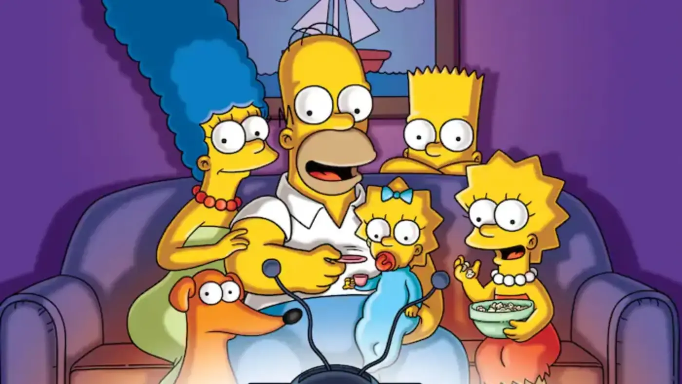Personagens de The Simpsons em uma cena clássica da série.