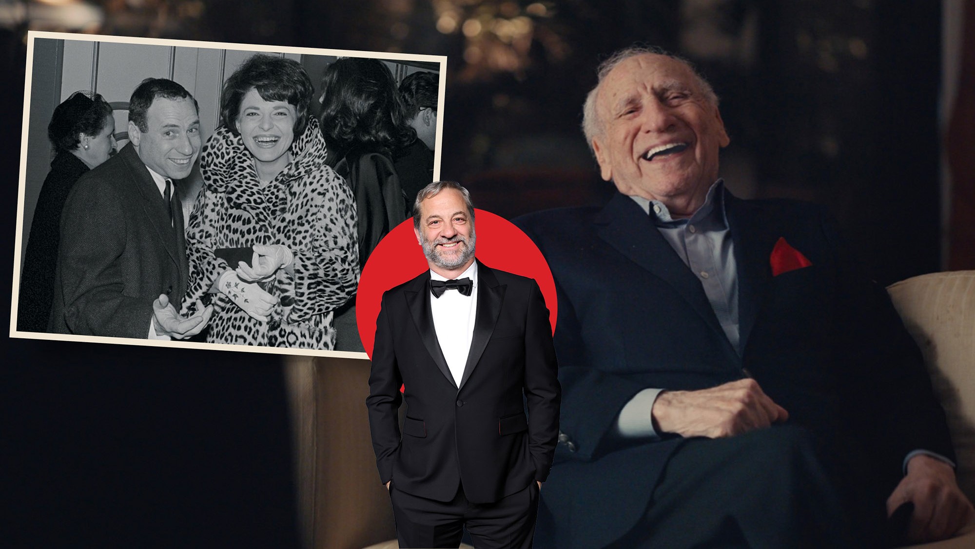 Mel Brooks e sua esposa, Anne Bancroft; Judd Apatow, diretor de "Mel Brooks: O Homem de 99 Anos"
