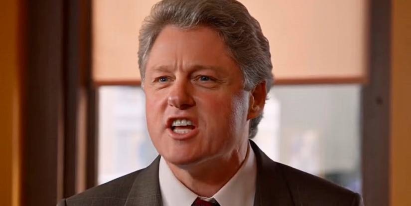 Bill Clinton com expressão irritada em Ted