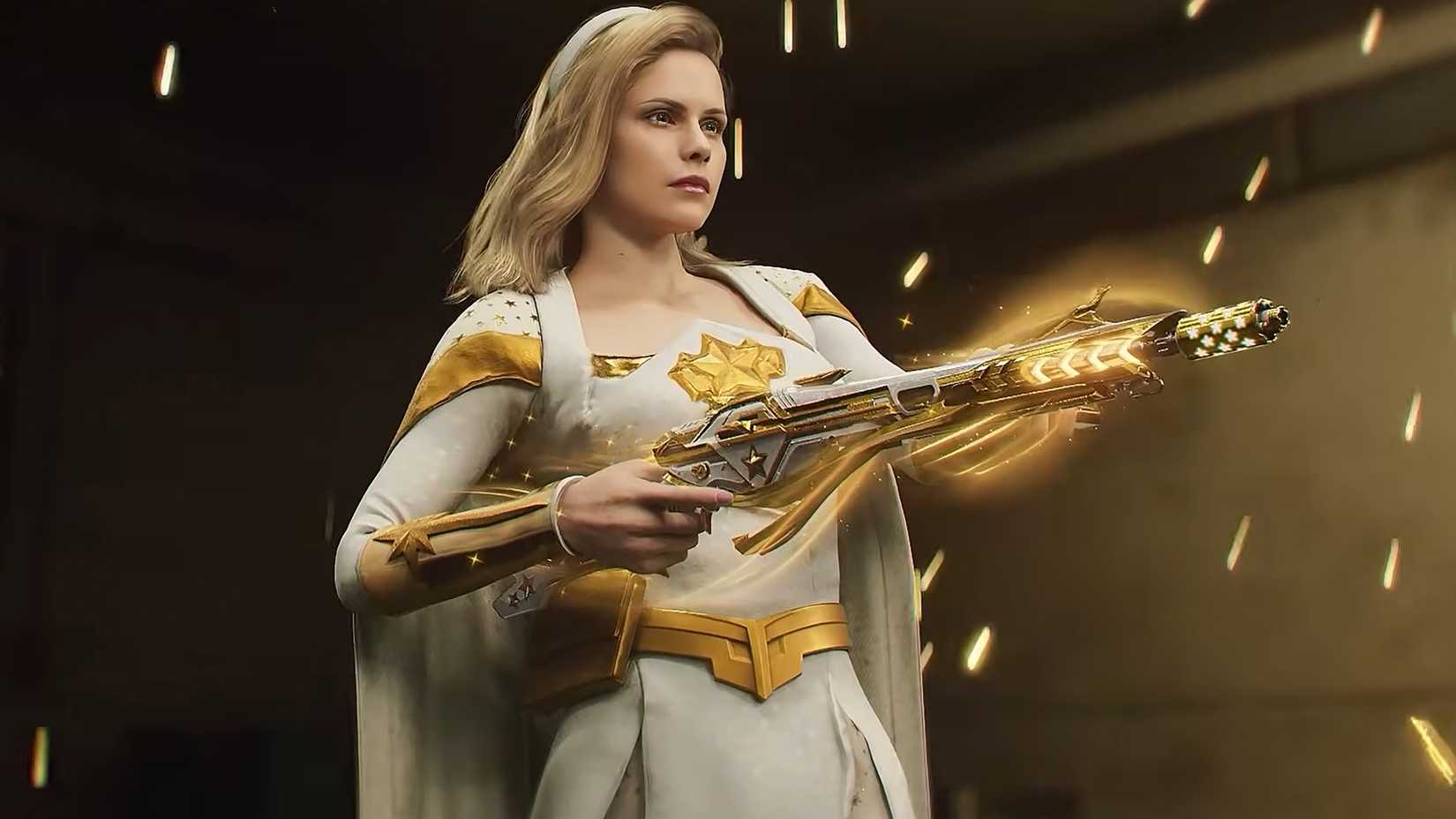 Starlight, de Erin Moriarty, mira sua arma temática com faíscas ao redor em Call of Duty Mobile x