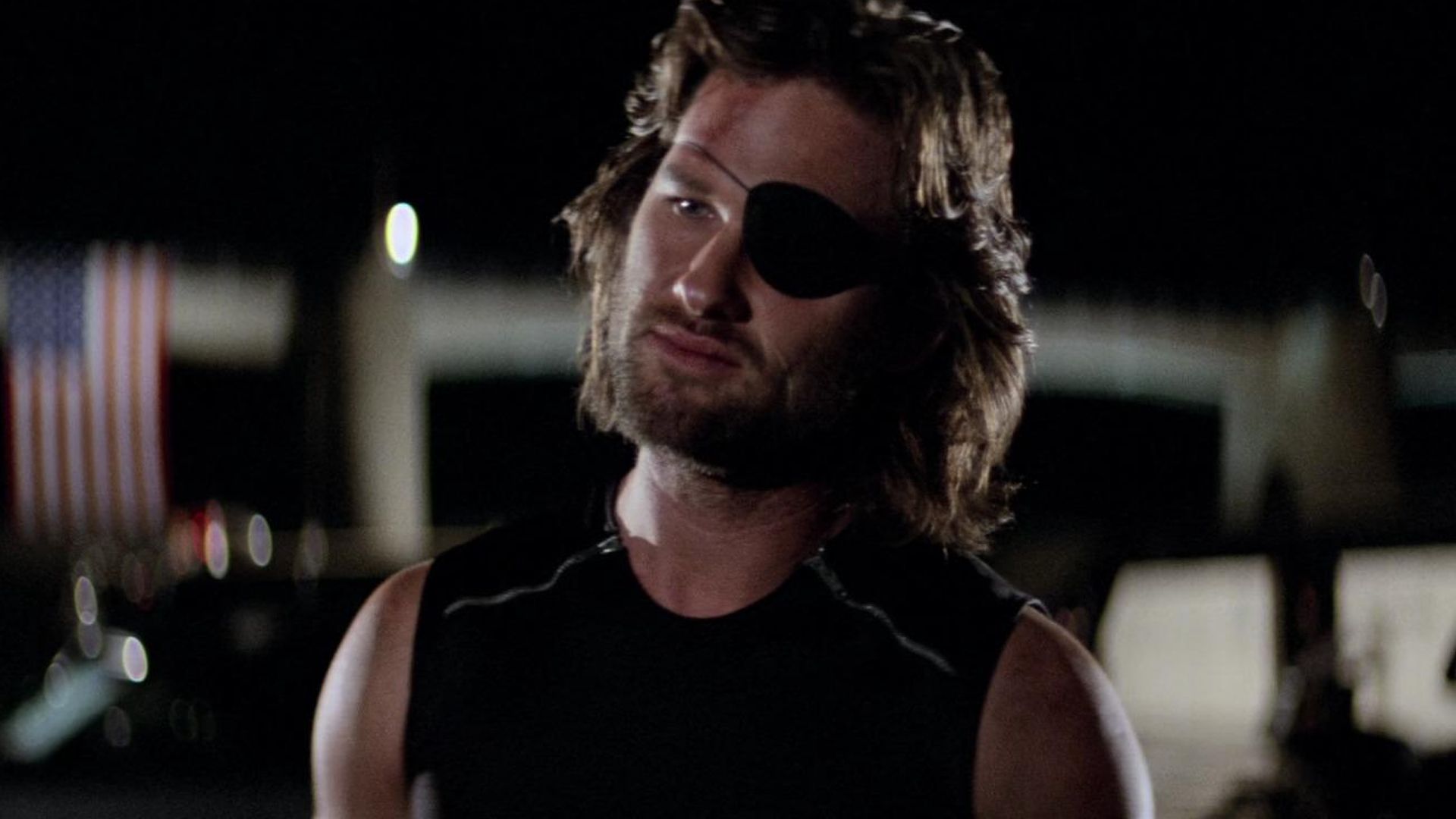 Kurt Russell como Snake Plissken em "Fuga de Nova York"