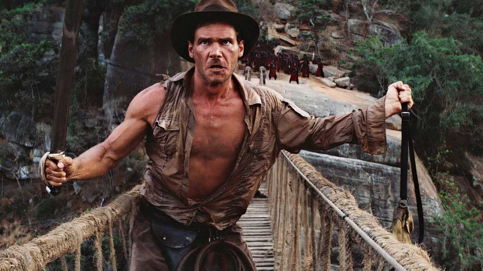 Harrison Ford como Indiana Jones em Indiana Jones e o Templo da Perdição