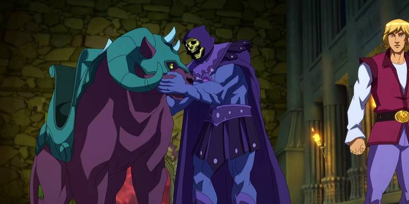 Esqueleto e Panthor em Mestres do Universo: Salvando Eternia