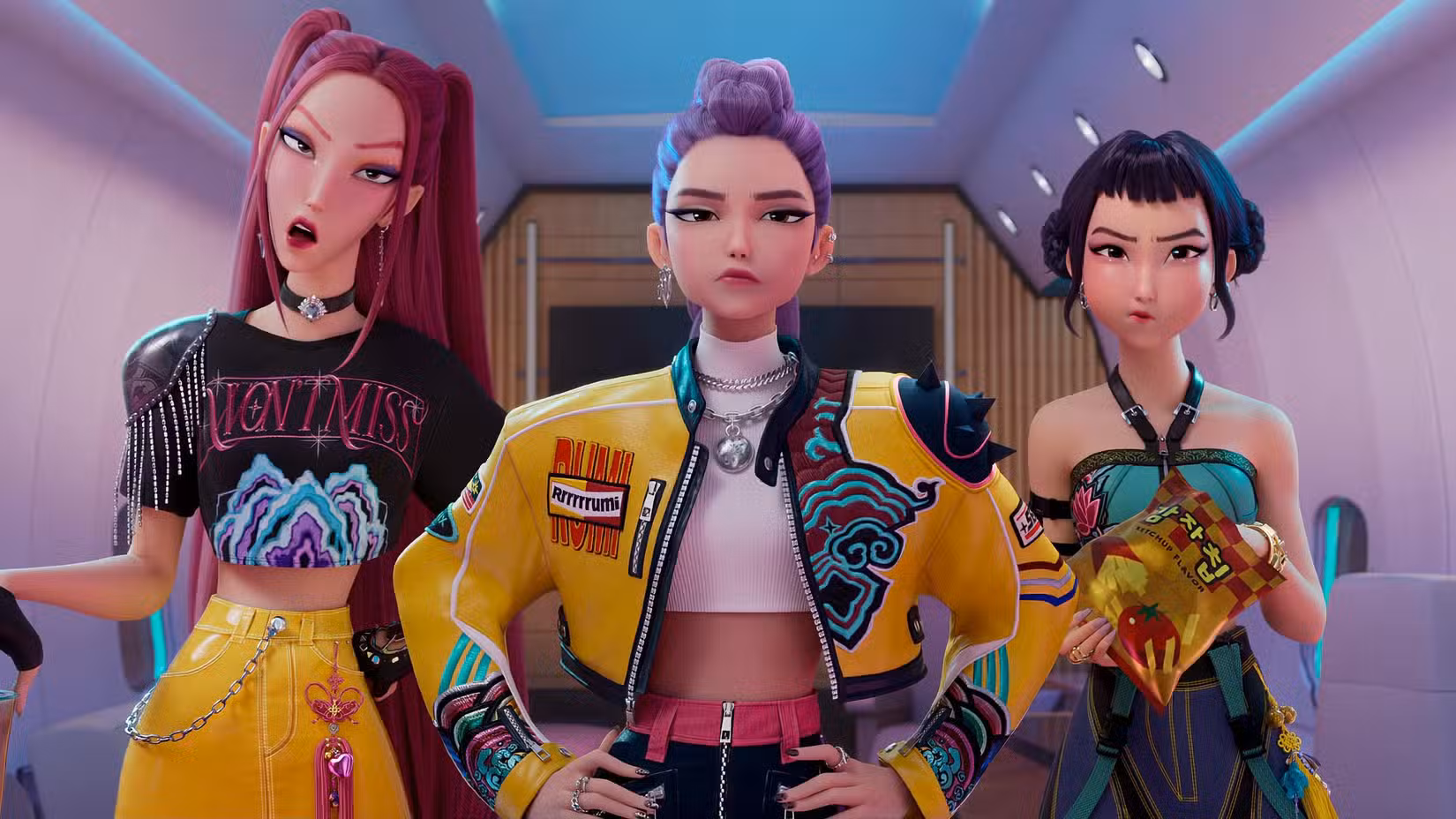 Mira, Rumi e Zoey em K-Pop Demon Hunters