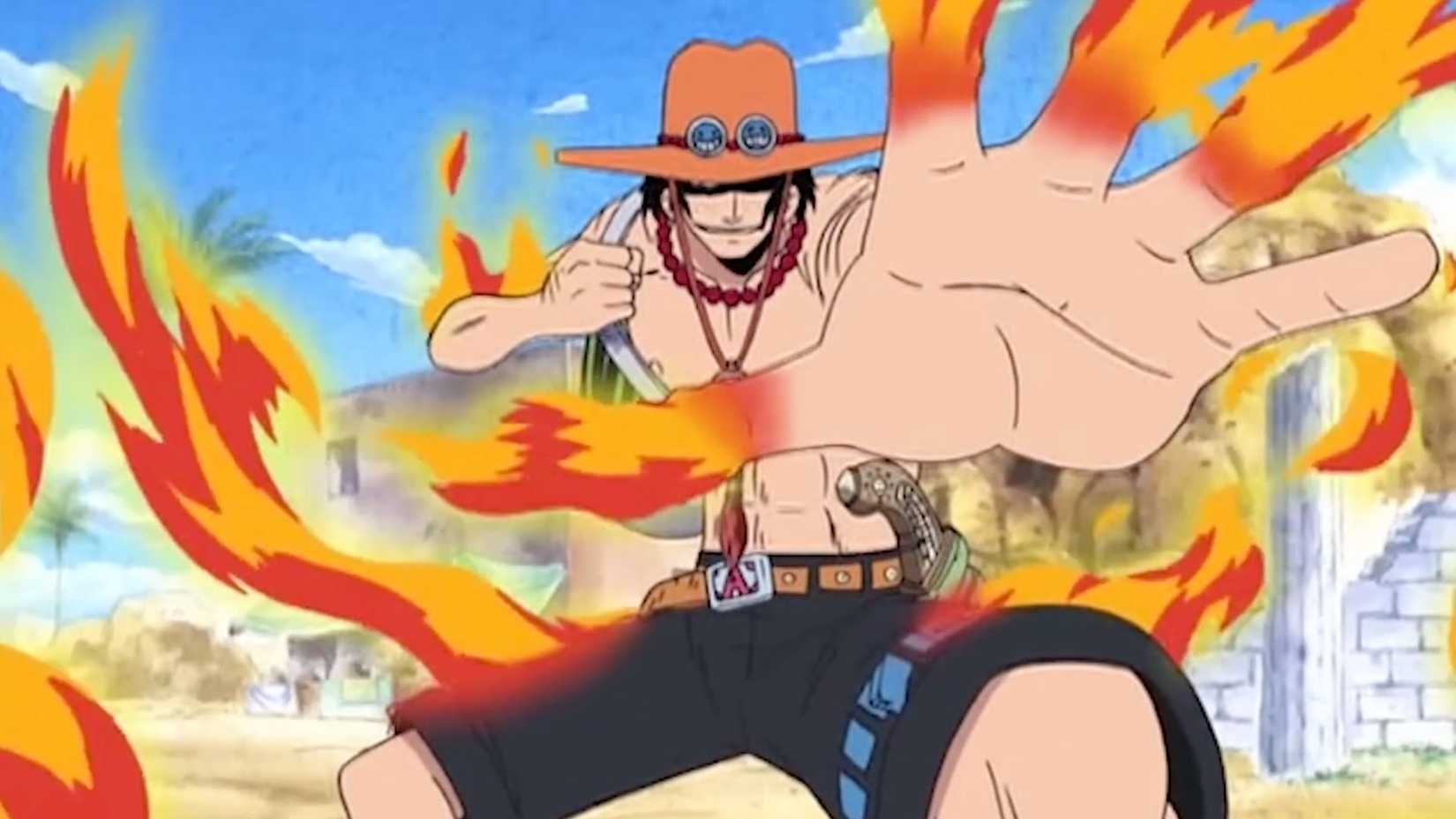 Ace usa seus poderes de fogo no anime One Piece