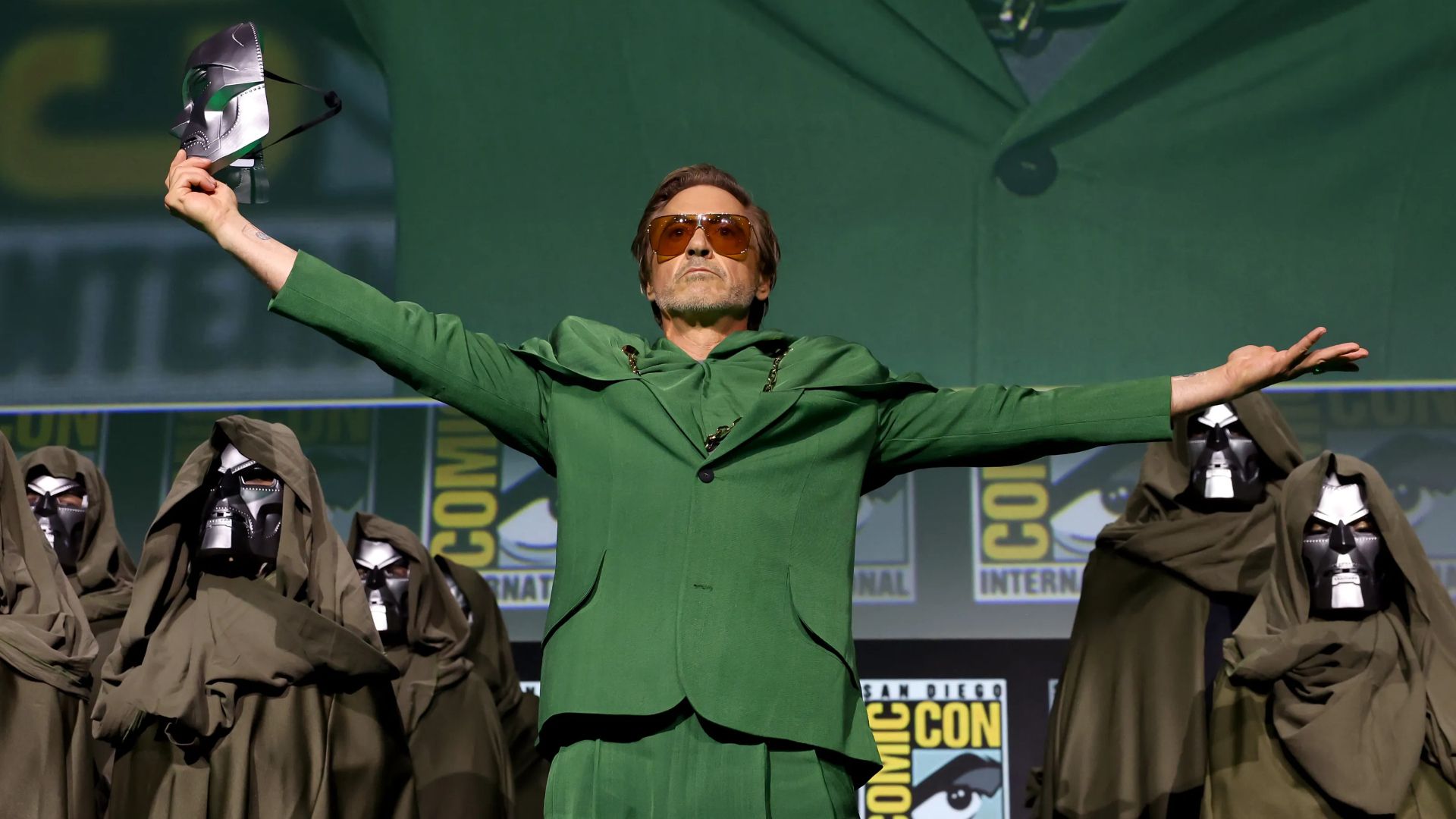 Robert Downey Jr. na Comic-Con para o anúncio de Avengers: Doomsday